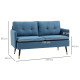 Modern Two Seater Sofa, Button Tufted Loveseat with Cushions and Steel Legs for Living Room, Guest Room, Dark Blue