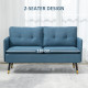 Modern Two Seater Sofa, Button Tufted Loveseat with Cushions and Steel Legs for Living Room, Guest Room, Dark Blue