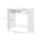 Compact Computer Desk with Keyboard Tray, Home Office Desk with Drawer for Bedroom Study, White