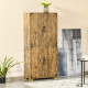Farmhouse 4-Door Cabinet, Freestanding Tall Cupboard with Storage Shelves for Bedroom &amp; Living Room, Rustic Wood Effect