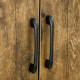 Farmhouse 4-Door Cabinet, Freestanding Tall Cupboard with Storage Shelves for Bedroom &amp; Living Room, Rustic Wood Effect