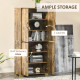 Farmhouse 4-Door Cabinet, Freestanding Tall Cupboard with Storage Shelves for Bedroom &amp; Living Room, Rustic Wood Effect