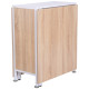 Foldable Drop Leaf Dining Table Folding Workstation for Small Space with Storage Shelves Cubes Oak &amp; White