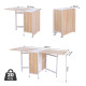 Foldable Drop Leaf Dining Table Folding Workstation for Small Space with Storage Shelves Cubes Oak &amp; White