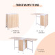Foldable Drop Leaf Dining Table Folding Workstation for Small Space with Storage Shelves Cubes Oak &amp; White
