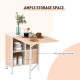 Foldable Drop Leaf Dining Table Folding Workstation for Small Space with Storage Shelves Cubes Oak &amp; White