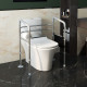 Free Standing Toilet Frame, Height and Width Adjustable Toilet Safety Frame with Arms, 2 Additional Suction Cups, Storage for El