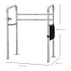 Free Standing Toilet Frame, Height and Width Adjustable Toilet Safety Frame with Arms, 2 Additional Suction Cups, Storage for El