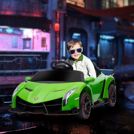 Lamborghini Veneno Licensed Electric Ride-On Car, with Remote, Music, Horn - Green