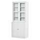Modern Bookcase with Glass Doors, Display Storage Cabinet with Adjustable Shelves for Living Room, Study, Office, White