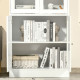 Modern Bookcase with Glass Doors, Display Storage Cabinet with Adjustable Shelves for Living Room, Study, Office, White