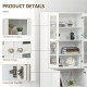 Modern Bookcase with Glass Doors, Display Storage Cabinet with Adjustable Shelves for Living Room, Study, Office, White