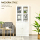 Modern Bookcase with Glass Doors, Display Storage Cabinet with Adjustable Shelves for Living Room, Study, Office, White