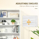 Modern Bookcase with Glass Doors, Display Storage Cabinet with Adjustable Shelves for Living Room, Study, Office, White