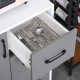 Modern Kitchen Cupboard with Storage Cabinets, 3 Drawers and Open Countertop for Living Room, Grey