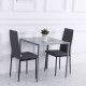 Modern Square Dining Table for 2-4 People, with Glass Top &amp; Metal Legs for Dining Room, Living Room, Grey
