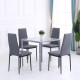 Modern Square Dining Table for 2-4 People, with Glass Top &amp; Metal Legs for Dining Room, Living Room, Grey