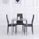 Modern Square Dining Table for 2-4 People, with Glass Top &amp; Metal Legs for Dining Room, Living Room, Grey