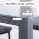 Modern Square Dining Table for 2-4 People, with Glass Top &amp; Metal Legs for Dining Room, Living Room, Grey