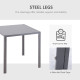 Modern Square Dining Table for 2-4 People, with Glass Top &amp; Metal Legs for Dining Room, Living Room, Grey