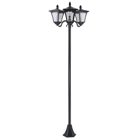 Outsunny 1.8m Traditional Victorian Style 3 Way Head Outdoor Garden Solar Post Lamp Sensor Dimmable LED Lantern Bollard Pathway 