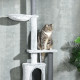 PawHut 255cm Floor to Ceiling Cat Tree with Scratching Posts, Height Adjustable Cat Tower with Hammock, House, Anti-tipping Kit,
