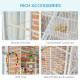 PawHut Large Bird Cage Budgie Cage 3 Tier Aviary with Stand Wheels, Toys, Ladders, Shelf for Canaries, Finches, Cockatiels, Para
