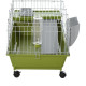 PawHut Small Animal Cage Rabbit Guinea Pigs Chinchillas Cage w/ Wheels Water Bottle Food Dish Platform Ramp 89 x 44 x 43 cm Gree