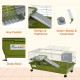 PawHut Small Animal Cage Rabbit Guinea Pigs Chinchillas Cage w/ Wheels Water Bottle Food Dish Platform Ramp 89 x 44 x 43 cm Gree