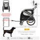 PawHut 2-In-1 Pet Bike Trailer Dog Stroller Pushchair with Universal Wheel Reflector Flag Grey