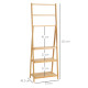 kleankin Freestanding Natural Bamboo Towel Rack with 3 Towel Rails and 3 Storage Shelves, Space-Saving Foldable Towel Holder for