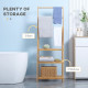 kleankin Freestanding Natural Bamboo Towel Rack with 3 Towel Rails and 3 Storage Shelves, Space-Saving Foldable Towel Holder for