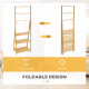 kleankin Freestanding Natural Bamboo Towel Rack with 3 Towel Rails and 3 Storage Shelves, Space-Saving Foldable Towel Holder for