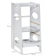 Kids Step Stool Toddler Kitchen Stool Tower with Adjustable Standing Platform, Grey