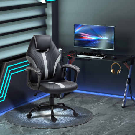Vinsetto Computer Gaming Chair, Desk Chair with Breathable PU Leather Back and Seat, Soft Padded Armrests and Rolling Wheels for