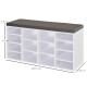 Multi-Storage Shoe Rack w/ 14 Compartments Cushion Moving Shelves Solid Frame Foot Pads Home Office Tidy Organisation Boots Trai