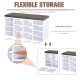 Multi-Storage Shoe Rack w/ 14 Compartments Cushion Moving Shelves Solid Frame Foot Pads Home Office Tidy Organisation Boots Trai