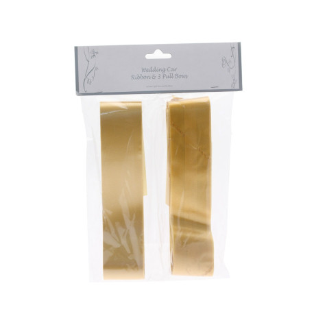 Gold Wedding Car Ribbon & 3xBows