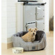 House of Paws - Grey Hessian &amp; Plush Oval Dog Bed
