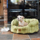 House of Paws - Green Tweed Oval Snuggle Bed