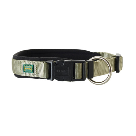 Hunter - Nylon Neoprene Dog Collar Vario Plus – Olive/Black