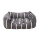 Rosewood - Grey Velvet Stripe Square Dog Bed