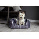 Rosewood - Grey Velvet Stripe Square Dog Bed