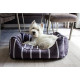 Rosewood - Grey Velvet Stripe Square Dog Bed
