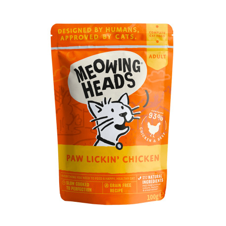 Meowing Heads - Paw Lickin' Chicken Wet Cat Food - 10x100g