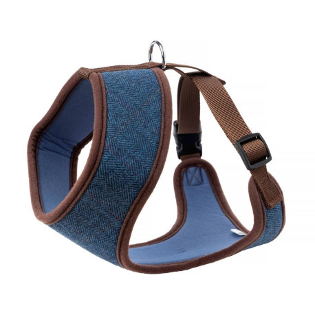 House of Paws - Tweed Memory Foam Dog Harness Navy