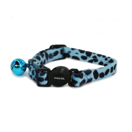 Ancol - Velvet Safety Cat Collar - Turquoise Leopard Print