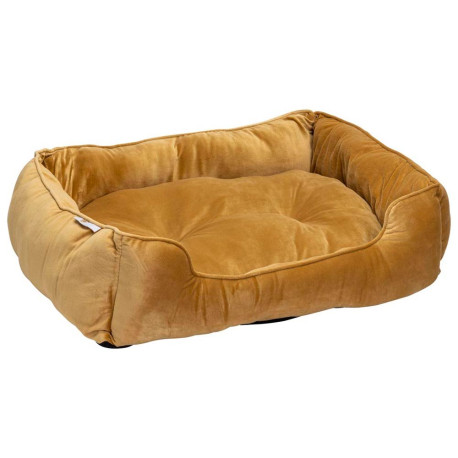 House of Paws - Mustard Velvet Square Bed