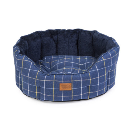 House of Paws - Navy Tweed Oval Dog Bed