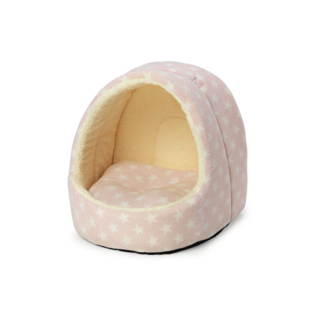 House of Paws -Fleece Star Hooded  Bed Pink - One Size